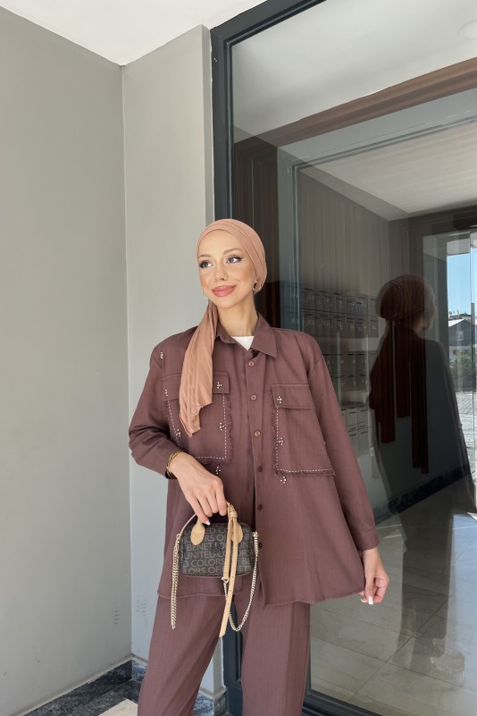 Acı Kahve Gabardin İkili Takım