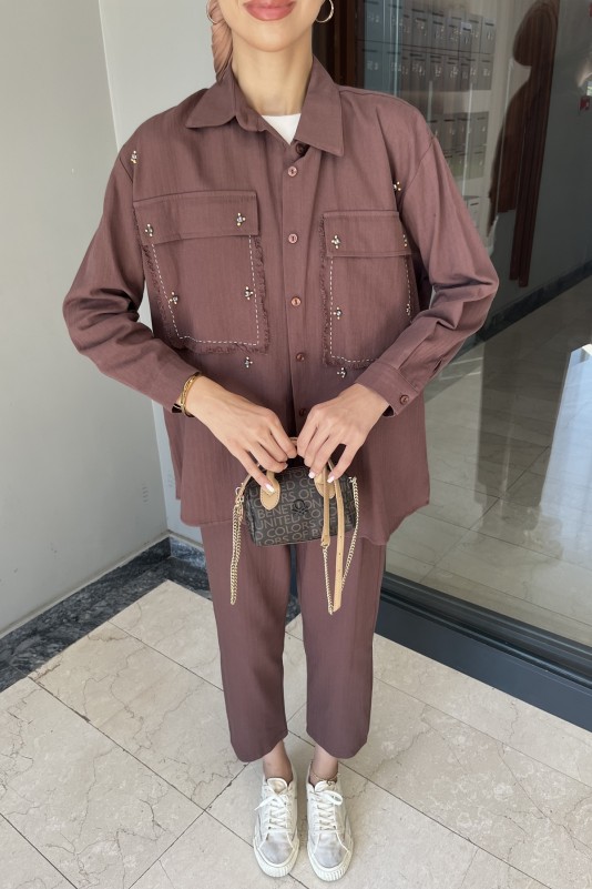 Acı Kahve Gabardin İkili Takım