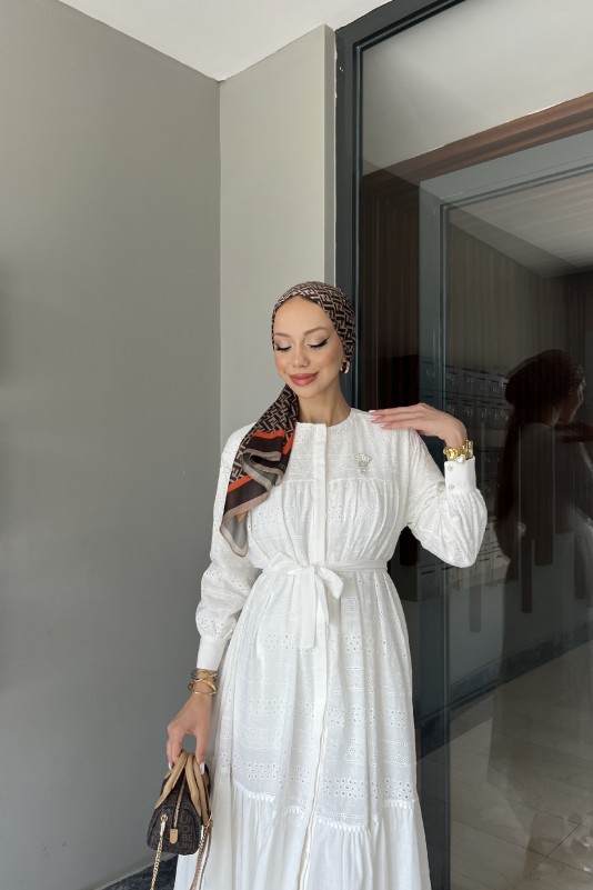 Beyaz Celine Fisto Elbise