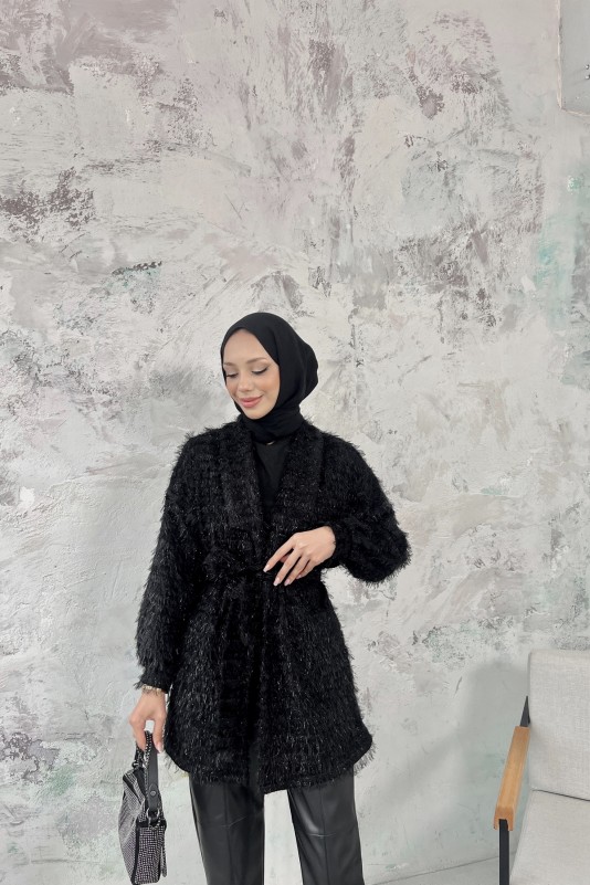 Siyah Simli Sara Ceket