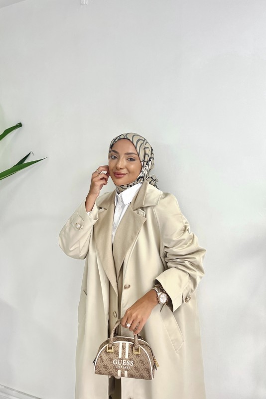 Taş Gabardin Düğmeli Trençkot