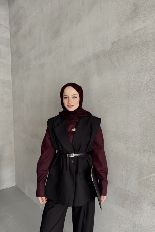 Siyah Tatyana Yelekli Takım