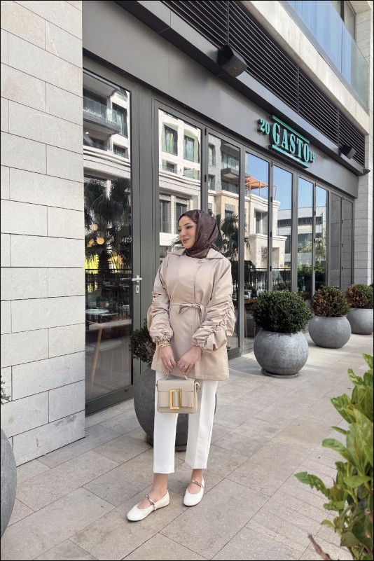 Vizon Martha Kol Ve Sırt Büzgülü Ceket