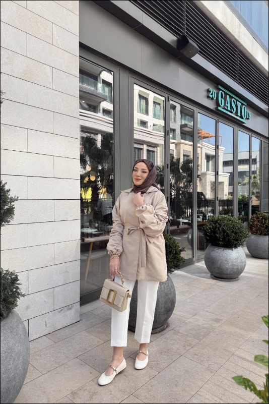 Vizon Martha Kol Ve Sırt Büzgülü Ceket