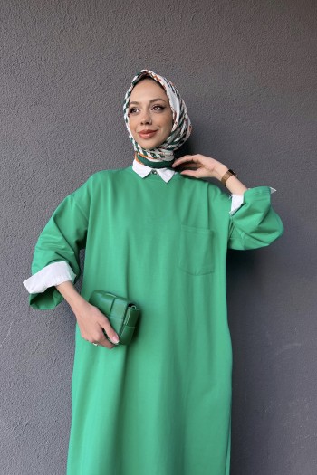 Yeşil İki İplik Elbise