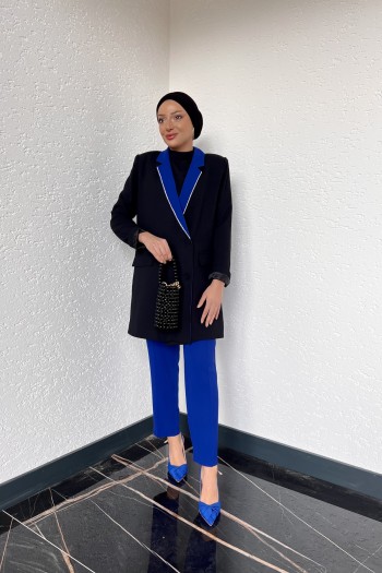 Saks Mavisi Bionce Garnili Krep Takım