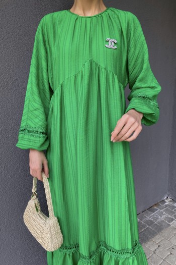 Benetton Yeşili Yarasa Kollu Elbise