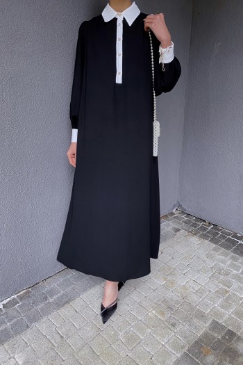 Siyah Garnili Elbise