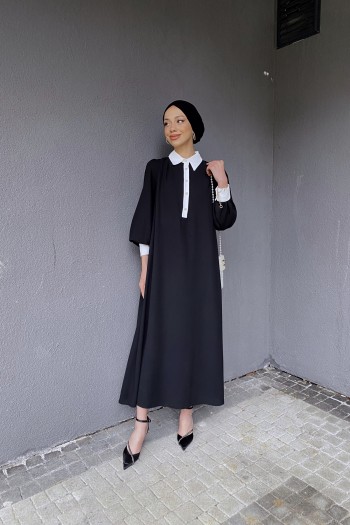 Siyah Garnili Elbise