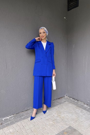 Saks Cep Detaylı Blazer Ceketli Takım