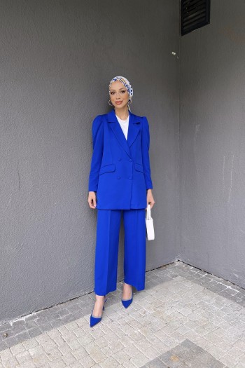 Saks Cep Detaylı Blazer Ceketli Takım