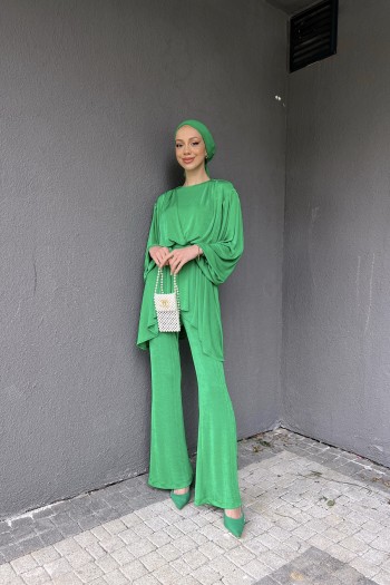 Benetton Yeşili Pile Detaylı Takım