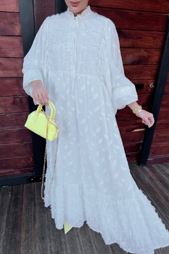 Beyaz Tüylü Şifon Elbise