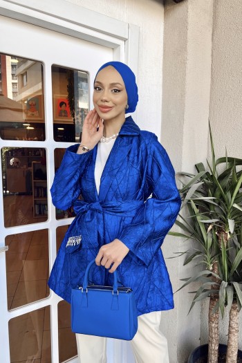 Saks Luiza Taş Detaylı Jakar Taş Detaylı Ceket