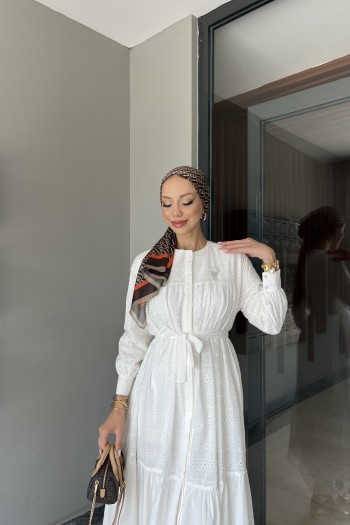 Beyaz Celine Fisto Elbise