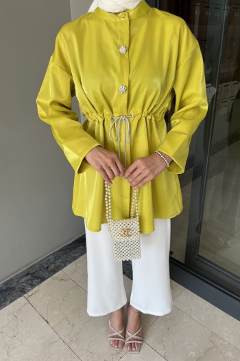 Yağ Yeşili Helena Taşlı Takım