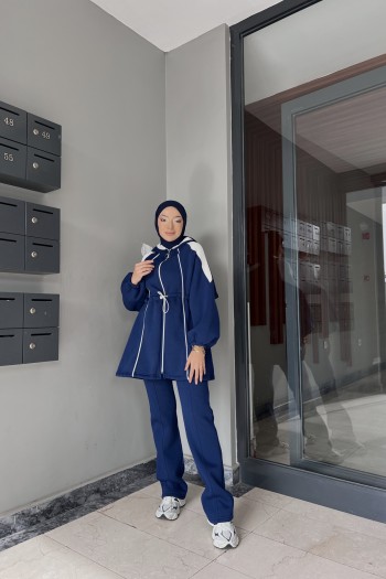 İndigo Garnili Üç İplik Takım