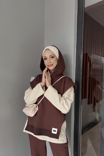 Kahve Şardonlu Üçlü Spor Takım