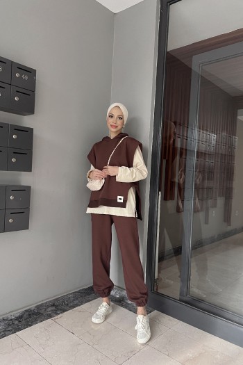 Kahve Şardonlu Üçlü Spor Takım