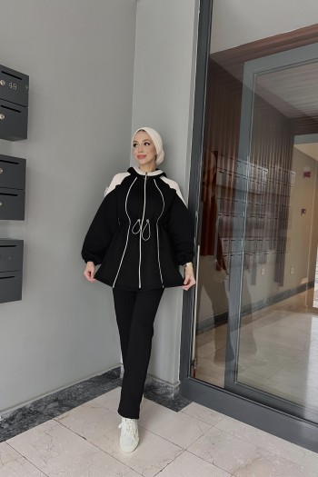 Siyah Garnili Üç İplik Takım