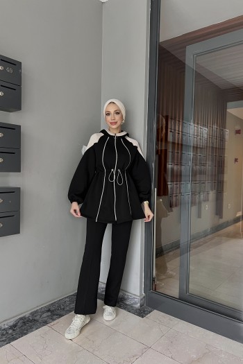 Siyah Garnili Üç İplik Takım