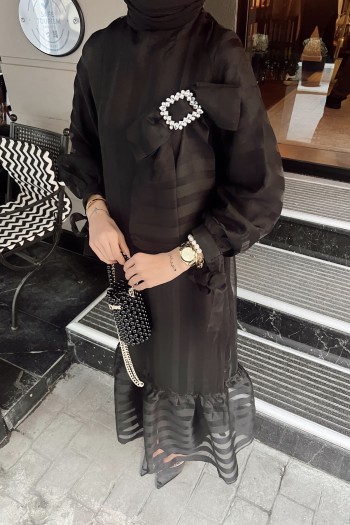 Siyah Bianca Şifon Elbise