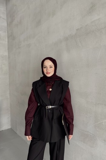 Siyah Tatyana Yelekli Takım