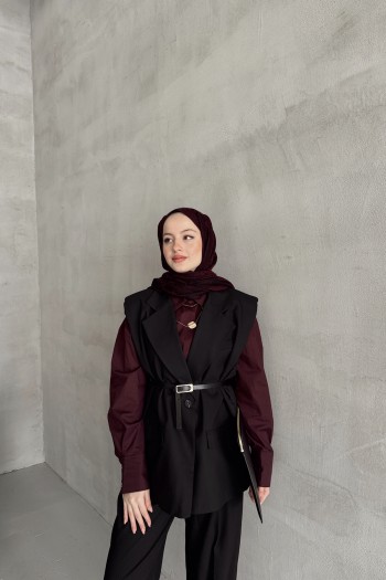 Siyah Tatyana Yelekli Takım