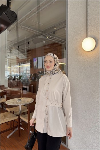 Taş Tina Yandan Bağlamalı Dacron Gömlek