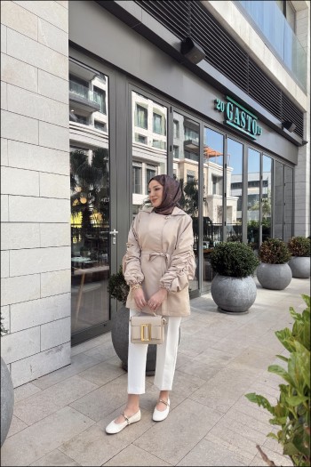 Vizon Martha Kol Ve Sırt Büzgülü Ceket