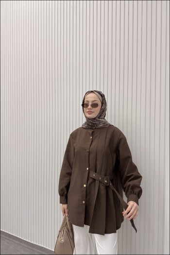 Acı Kahve Sera Kemer Detay Gömlek