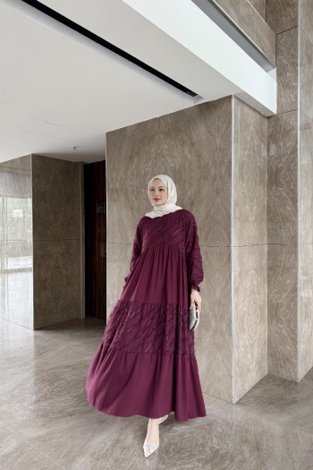 Bordo Sinay Simli Elbise
